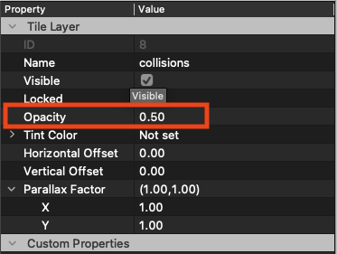 Collision layer opacity