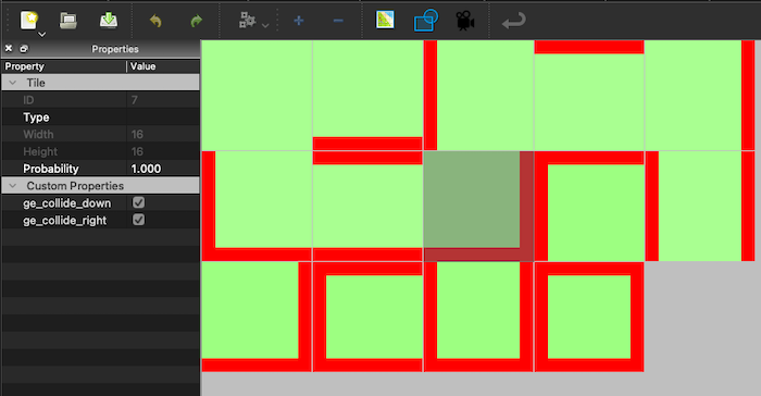 Collision tileset custom properties